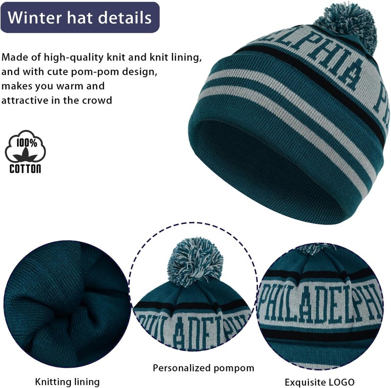 mtstaowe Vintage Classic Skull Cap Beanie Hat Cuffed Winter Hat Knit Comes with Warm Gloves Gifts for Men Women Fans - Image 2